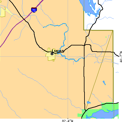 Zip code 44843 close-up map