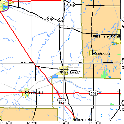 Zip code 44851 close-up map