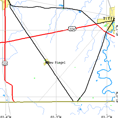 Zip code 44853 close-up map