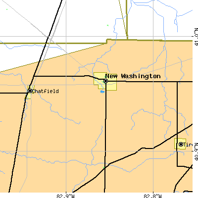 Zip code 44854 close-up map