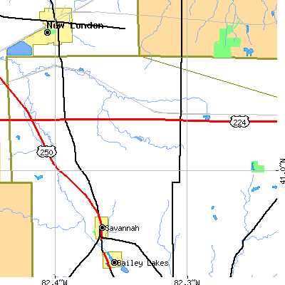 Zip code 44859 close-up map