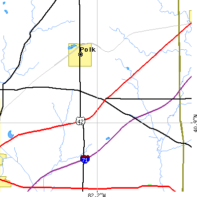 Zip code 44866 close-up map