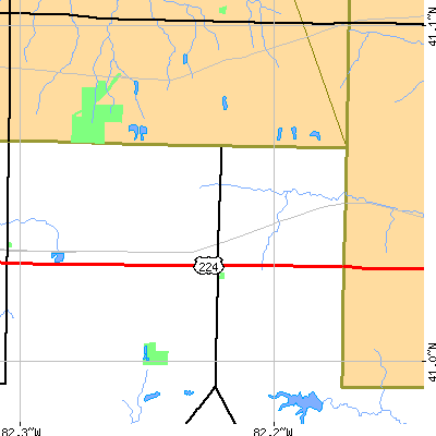 Zip code 44880 close-up map