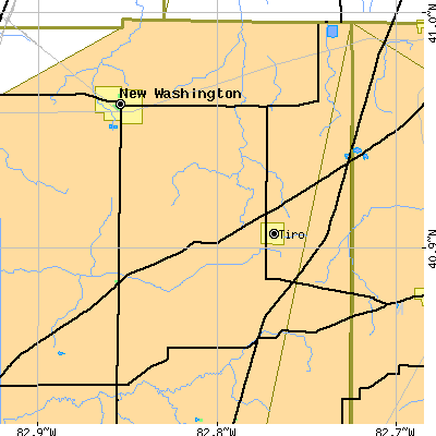 Zip code 44887 close-up map