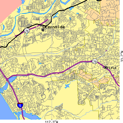 Zip code 92056 close-up map