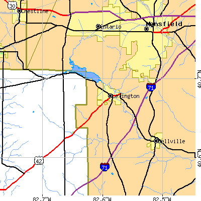 Zip code 44904 close-up map