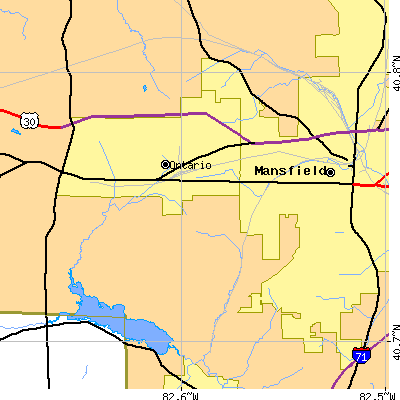 Zip code 44906 close-up map