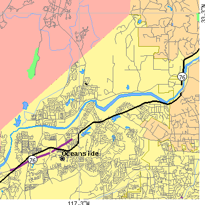 Zip code 92057 close-up map