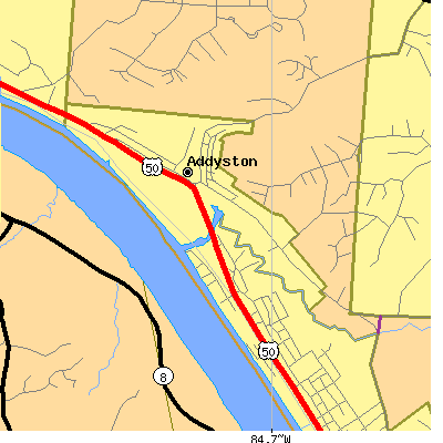 Zip code 45001 close-up map