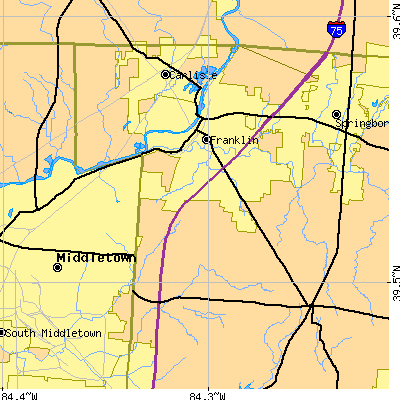 Zip code 45005 close-up map