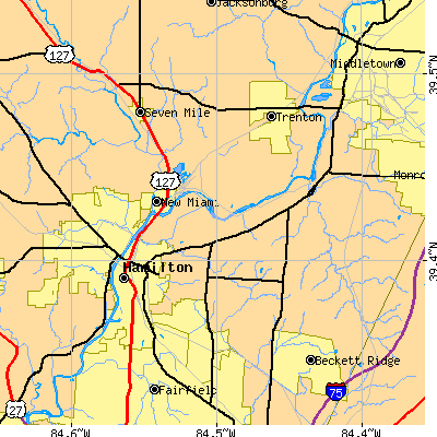 Zip code 45011 close-up map