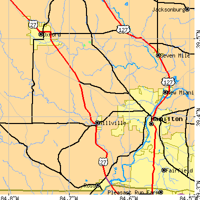 Zip code 45013 close-up map