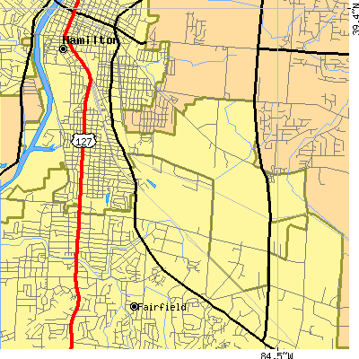 Zip code 45015 close-up map