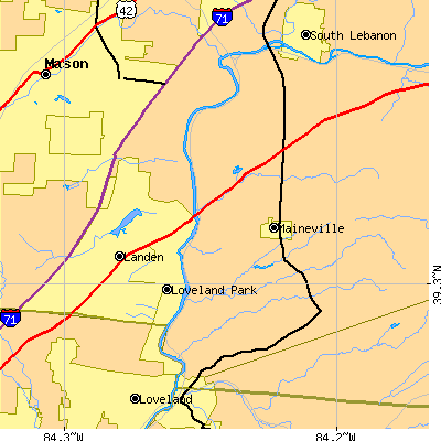 Zip code 45039 close-up map
