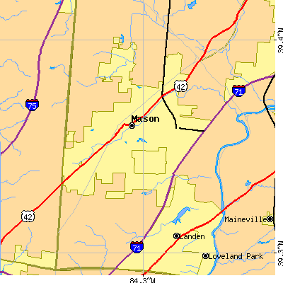 Zip code 45040 close-up map