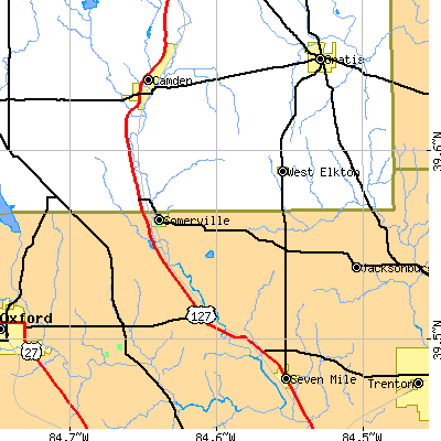 Zip code 45064 close-up map