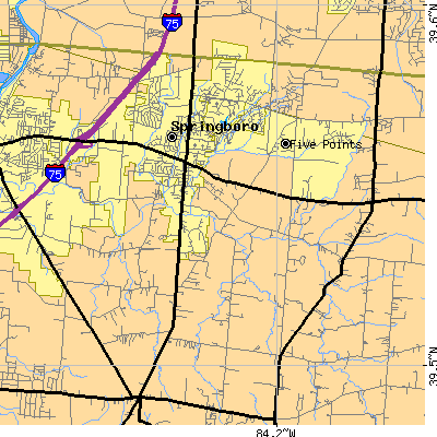 Zip code 45066 close-up map