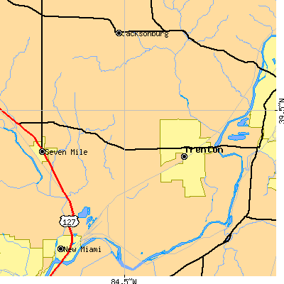 Zip code 45067 close-up map