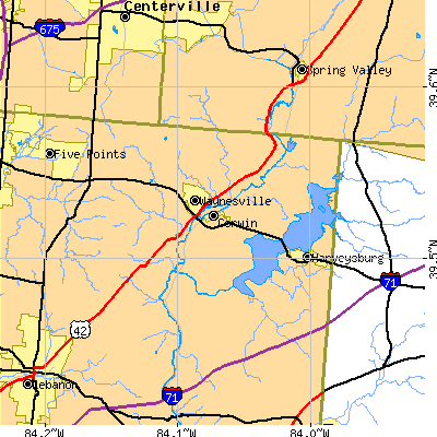 Zip code 45068 close-up map