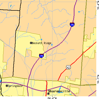 Zip code 45069 close-up map