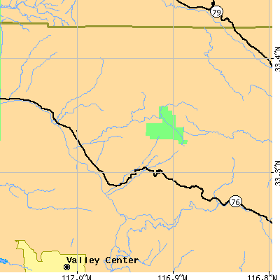 Zip code 92061 close-up map
