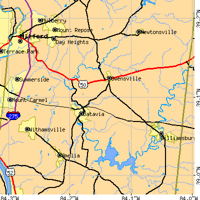 Zip code 45103 close-up map