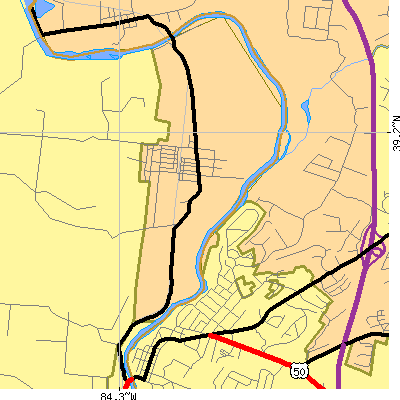 Zip code 45111 close-up map