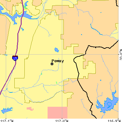 Zip code 92064 close-up map