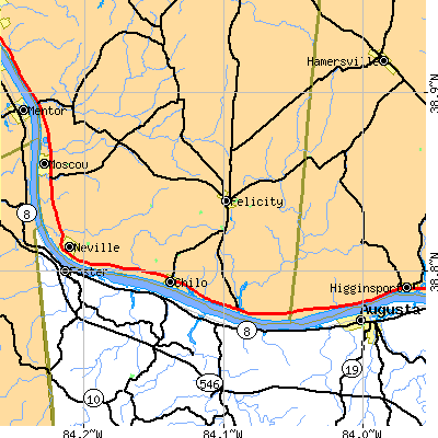 Zip code 45120 close-up map