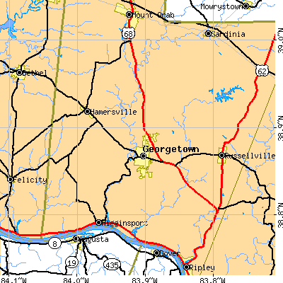 Zip code 45121 close-up map