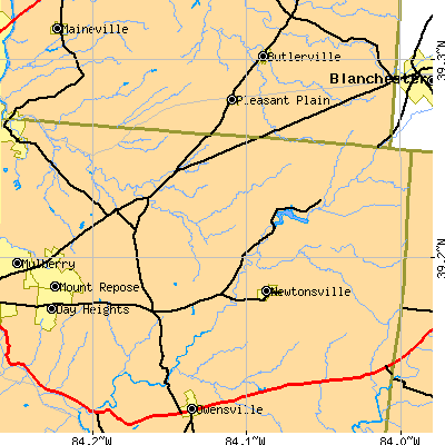 Zip code 45122 close-up map