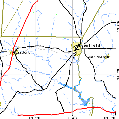 Zip code 45123 close-up map
