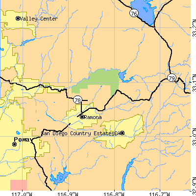 Zip code 92065 close-up map