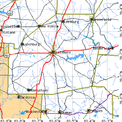 Zip code 45133 close-up map