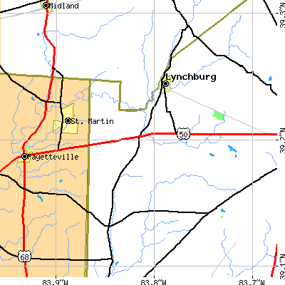 Zip code 45142 close-up map