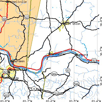 Zip code 45144 close-up map