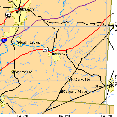 Zip code 45152 close-up map