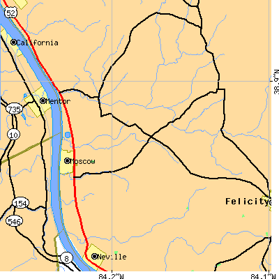 Zip code 45153 close-up map