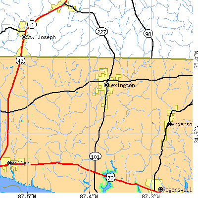 Zip code 35648 close-up map