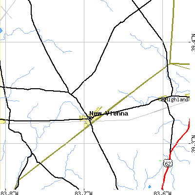 Zip code 45159 close-up map