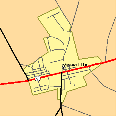 Zip code 45160 close-up map