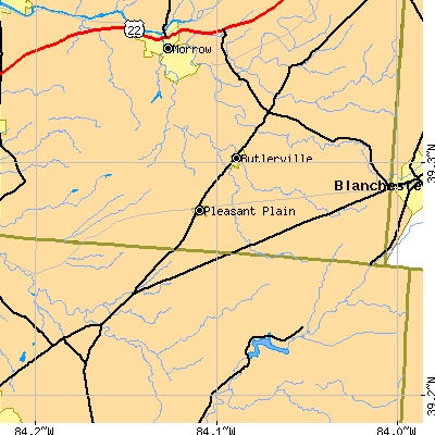 Zip code 45162 close-up map