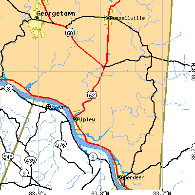 Zip code 45167 close-up map