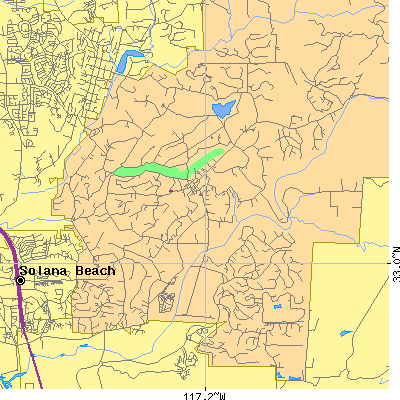Zip code 92067 close-up map