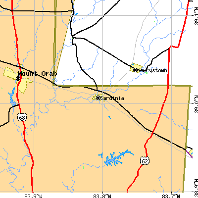 Zip code 45171 close-up map