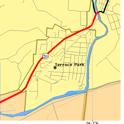 Zip code 45174 close-up map