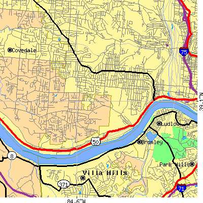 Zip code 45204 close-up map