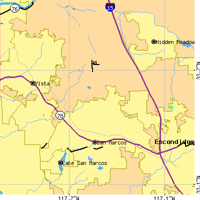 Zip code 92069 close-up map