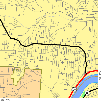 Zip code 45205 close-up map