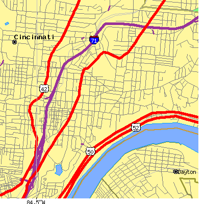 Zip code 45206 close-up map